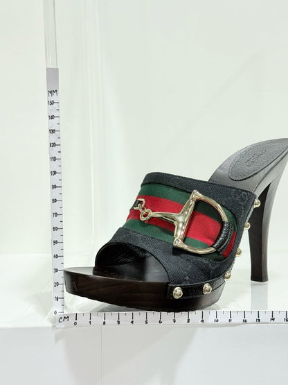 Pre - loved GUCCI Web Horsebit Black Size EU 40 Mules at Reems Closet
