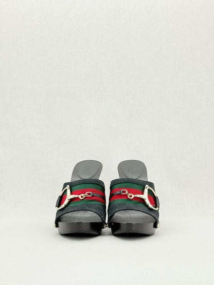 Pre - loved GUCCI Web Horsebit Black Size EU 40 Mules at Reems Closet