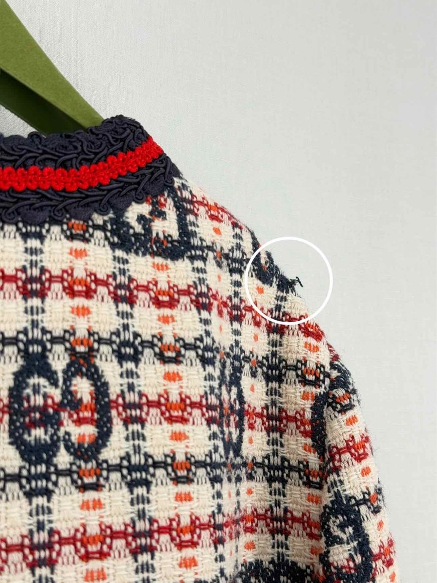 Pre - loved GUCCI White & Blue Checked Size US 8 Jacket at Reems Closet