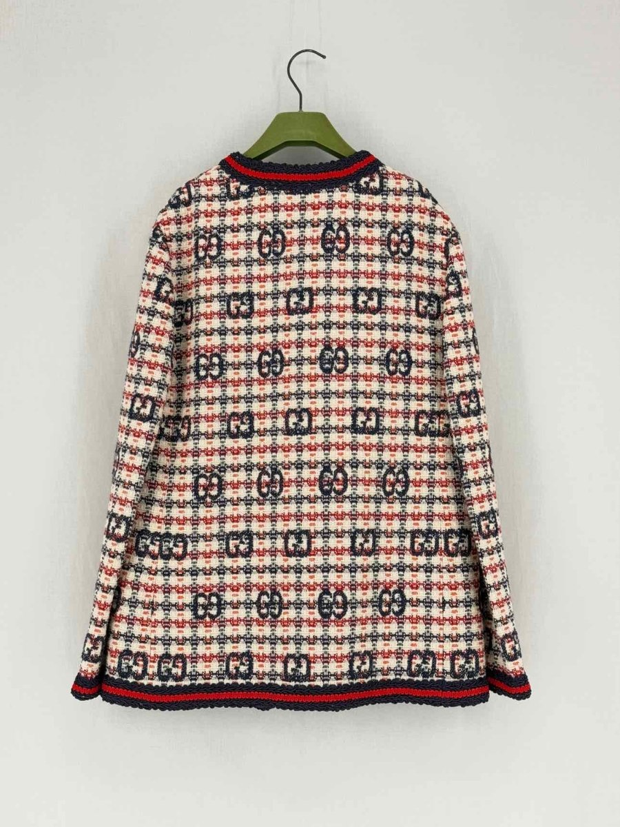 Pre - loved GUCCI White & Blue Checked Size US 8 Jacket at Reems Closet