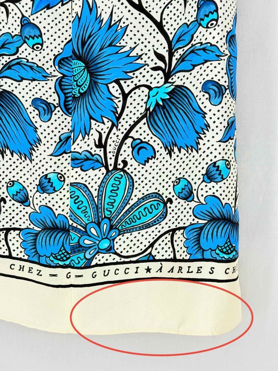 Pre - loved GUCCI White & Blue Floral Print Size US 6 Short Dress at Reems Closet