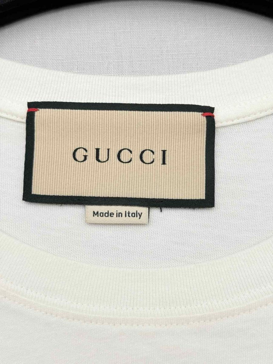 Pre - loved GUCCI White w/ Red & Yellow Printed Size Small T-shirt at Reems Closet