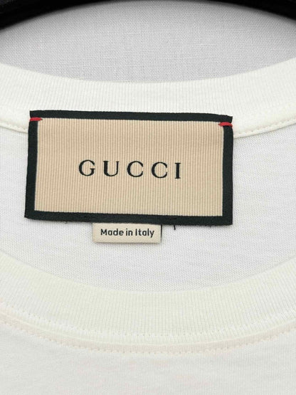 Pre - loved GUCCI White w/ Red & Yellow Printed Size Small T-shirt at Reems Closet
