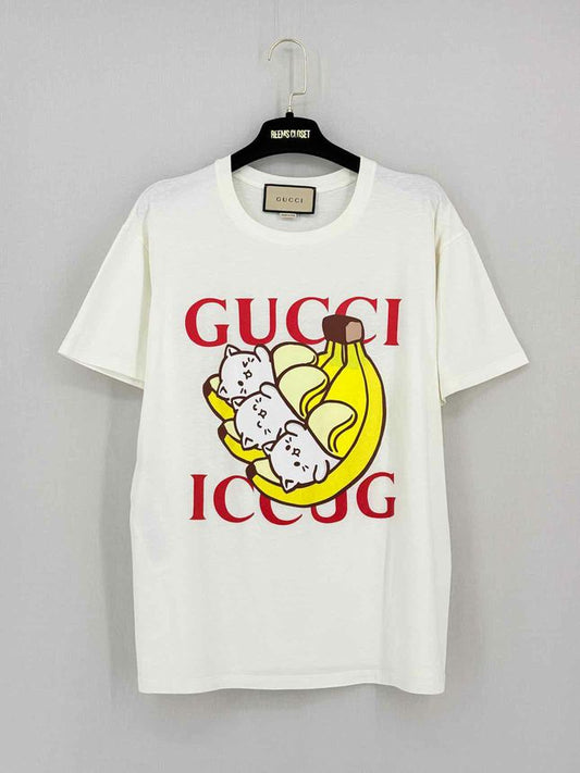 Pre - loved GUCCI White w/ Red & Yellow Printed Size Small T-shirt at Reems Closet