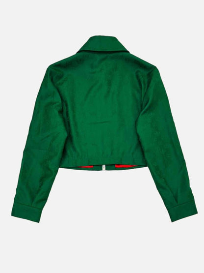 Pre - loved GUCCI x ADIDAS GG Trefoil Green Jacquard Jacket at Reems Closet