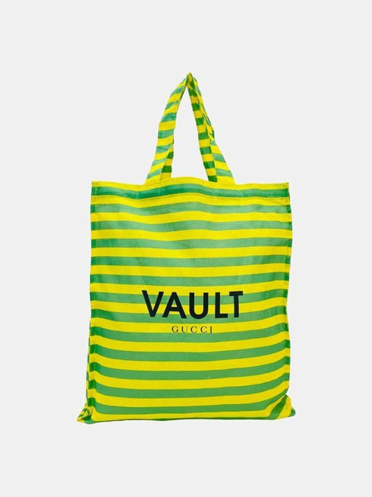 Pre - loved GUCCI X VAULT Yellow & Green Striped Tote Bag at Reems Closet