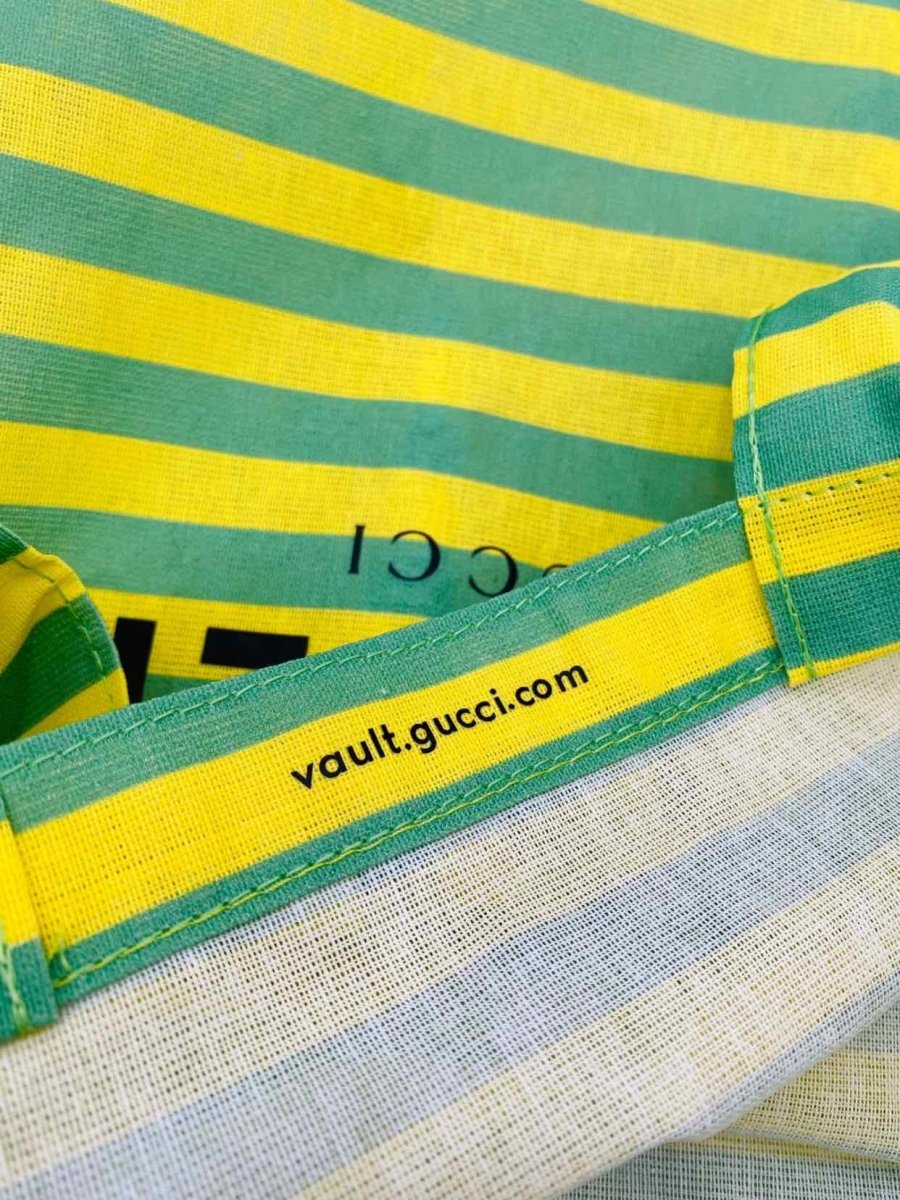 Pre - loved GUCCI X VAULT Yellow & Green Striped Tote Bag at Reems Closet