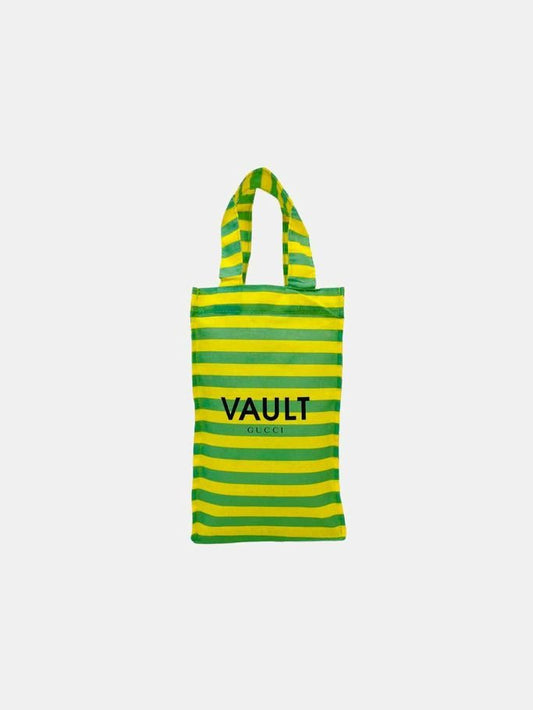 Pre - loved GUCCI X VAULT Yellow & Green Striped Tote Bag at Reems Closet