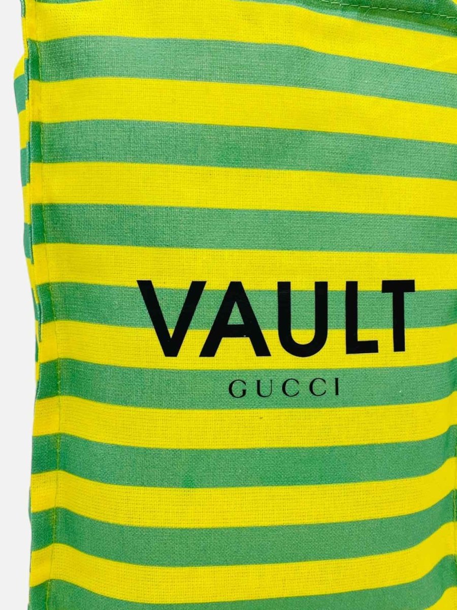 Pre - loved GUCCI X VAULT Yellow & Green Striped Tote Bag at Reems Closet