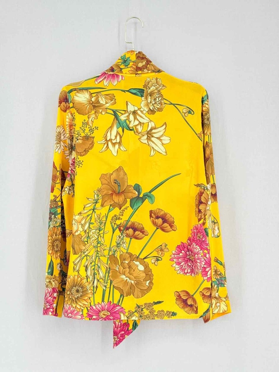 Pre - loved GUCCI Yellow Multicolor Floral Print Size US 6 Blouse at Reems Closet