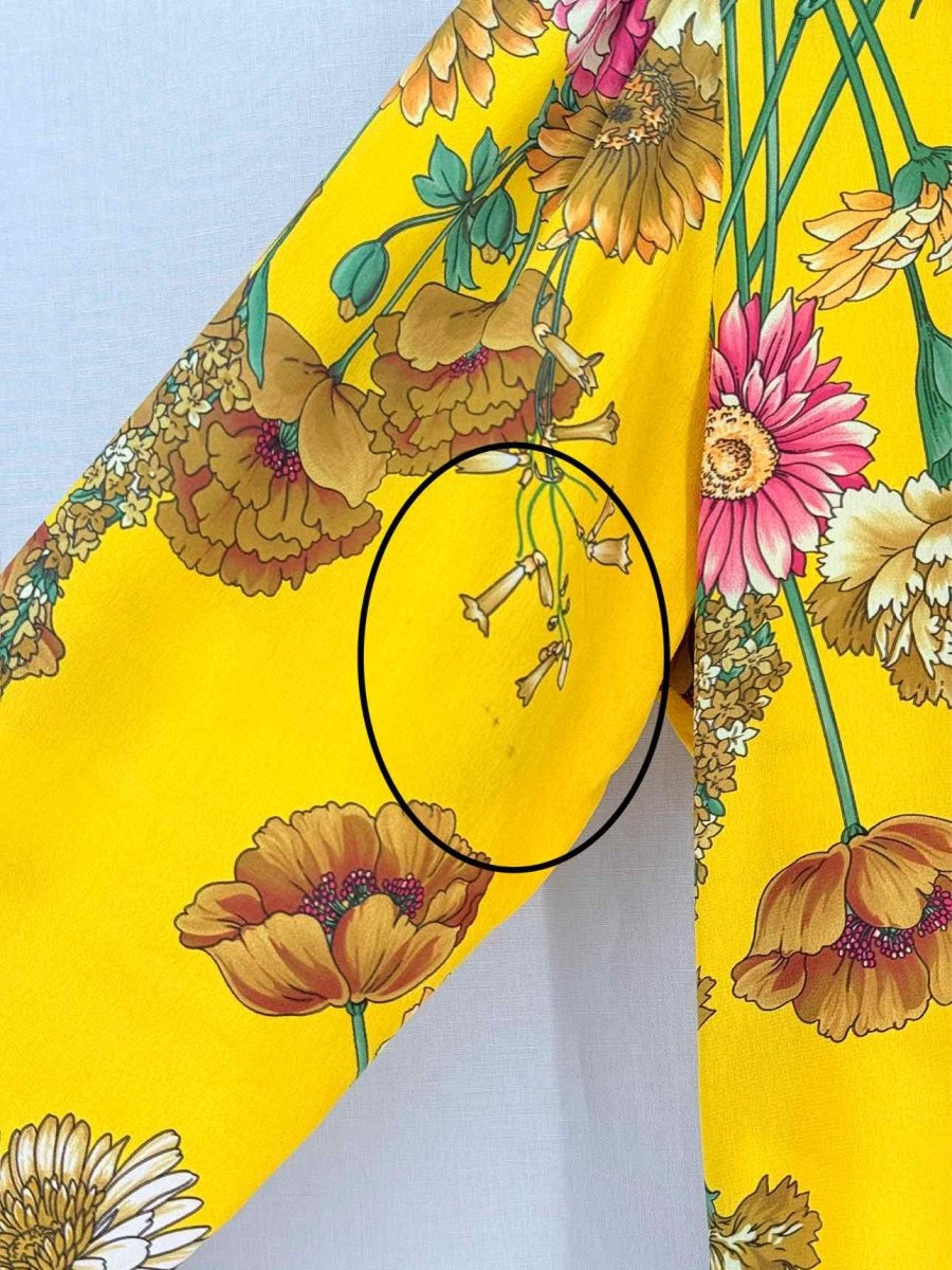 Pre - loved GUCCI Yellow Multicolor Floral Print Size US 6 Blouse at Reems Closet