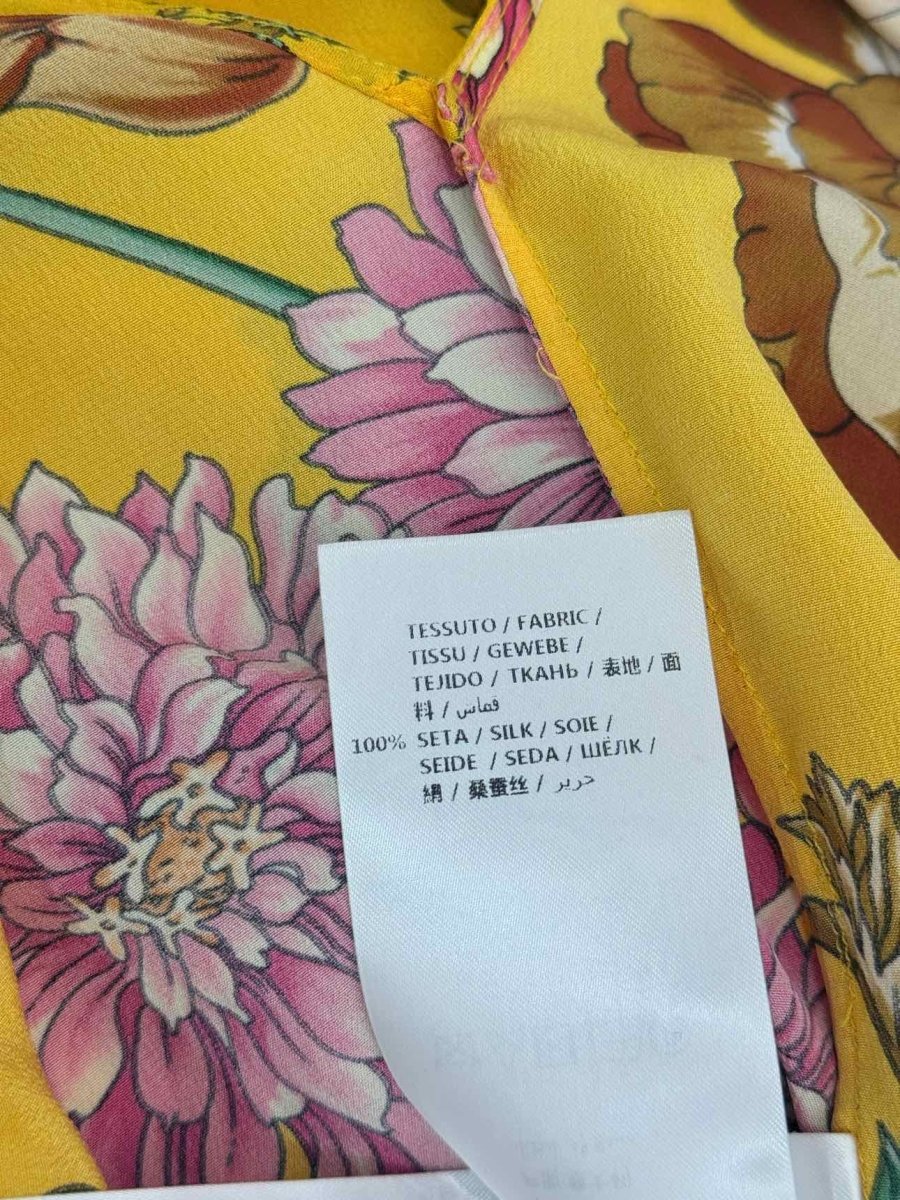 Pre - loved GUCCI Yellow Multicolor Floral Print Size US 6 Blouse at Reems Closet