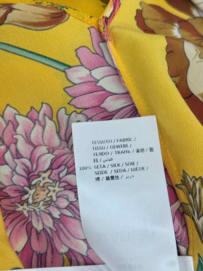 Pre - loved GUCCI Yellow Multicolor Floral Print Size US 6 Blouse at Reems Closet
