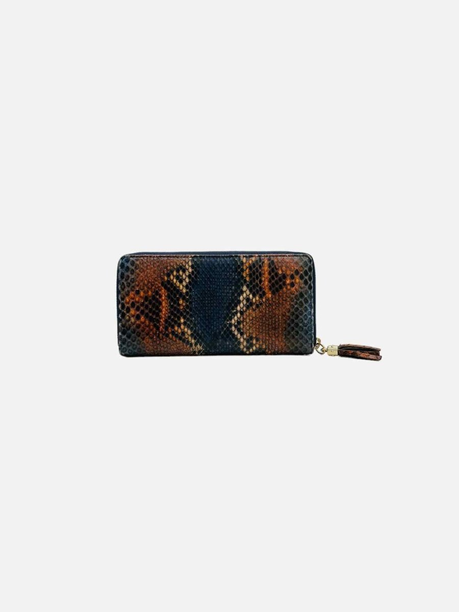 Pre - loved GUCCI Zip Around Blue & Brown Continental Wallet at Reems Closet