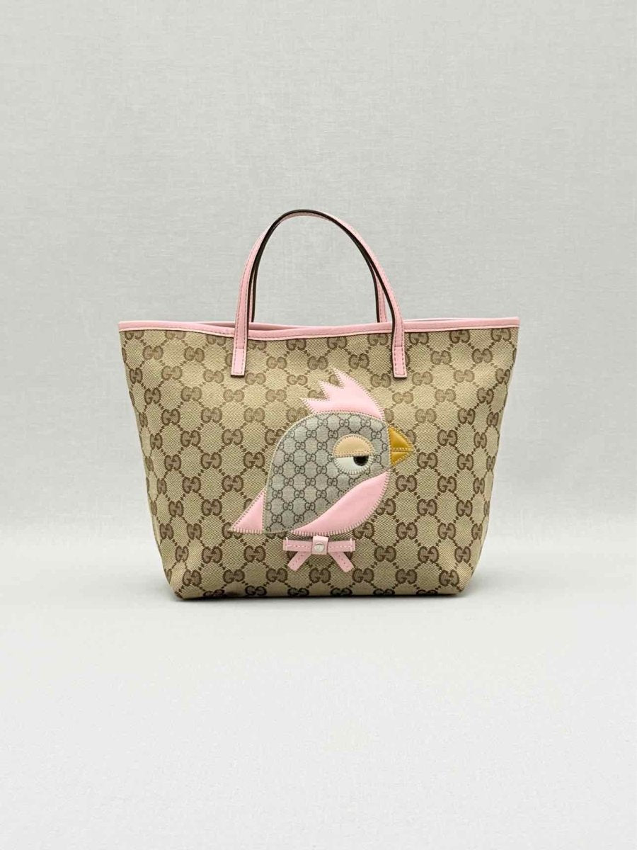 Pre - loved GUCCI Zoo Beige w/ Pink GG Tote Bag at Reems Closet
