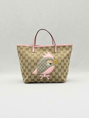 Pre - loved GUCCI Zoo Beige w/ Pink GG Tote Bag at Reems Closet