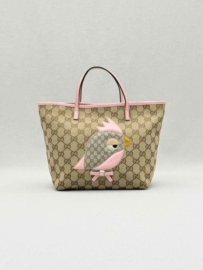 Pre - loved GUCCI Zoo Beige w/ Pink GG Tote Bag at Reems Closet