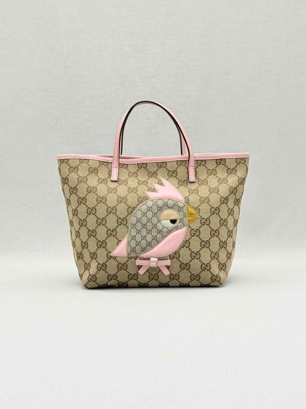 Pre - loved GUCCI Zoo Beige w/ Pink GG Tote Bag at Reems Closet