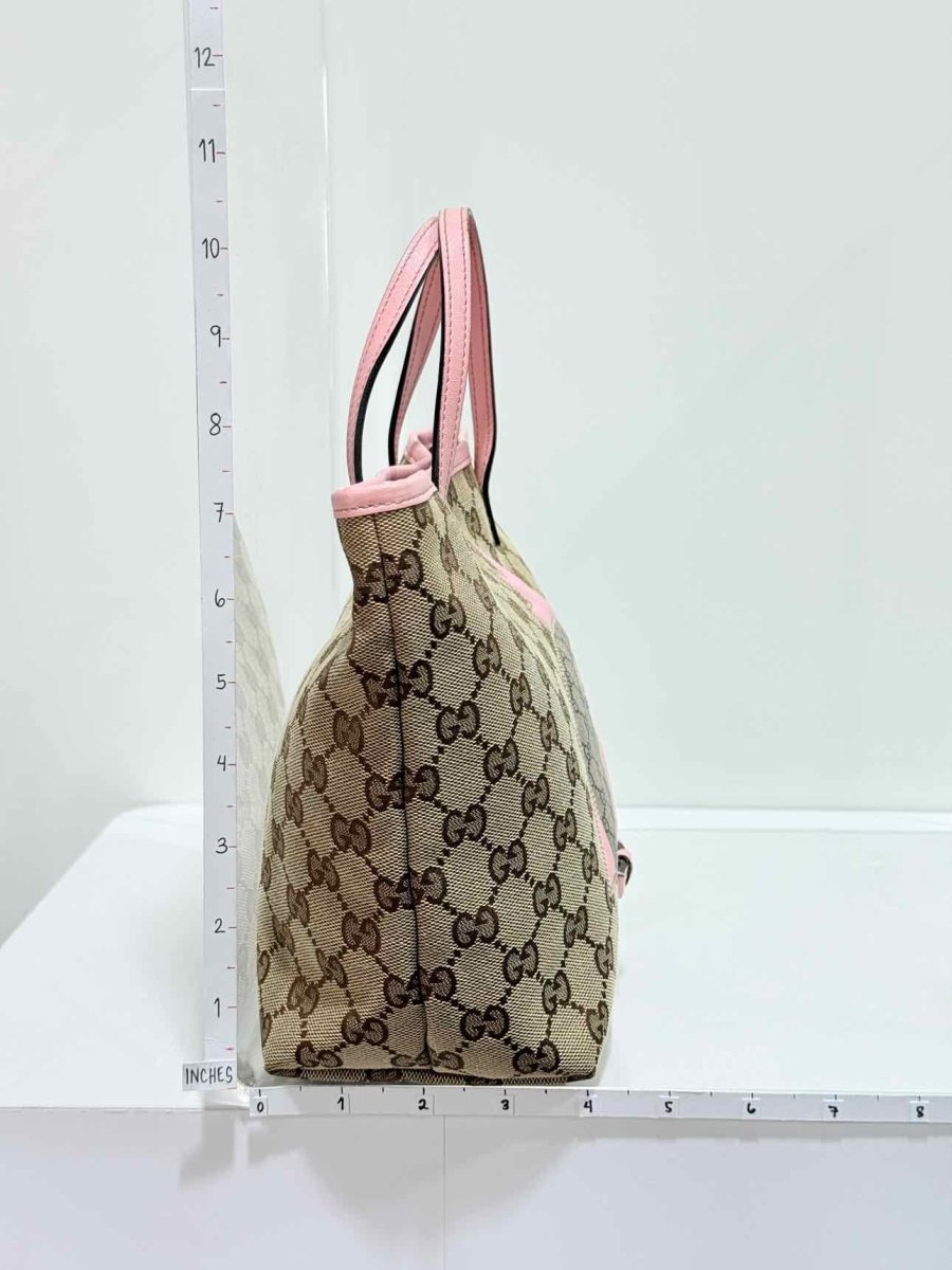 Pre - loved GUCCI Zoo Beige w/ Pink GG Tote Bag at Reems Closet