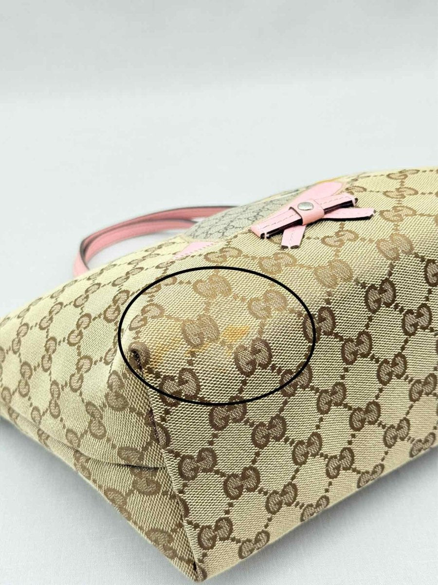 Pre - loved GUCCI Zoo Beige w/ Pink GG Tote Bag at Reems Closet