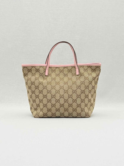 Pre - loved GUCCI Zoo Beige w/ Pink GG Tote Bag at Reems Closet