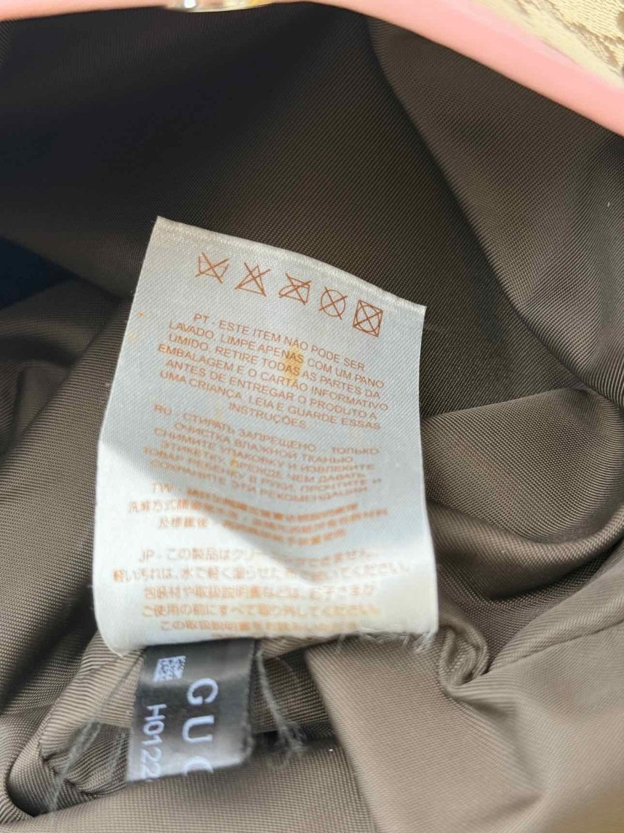 Pre - loved GUCCI Zoo Beige w/ Pink GG Tote Bag at Reems Closet