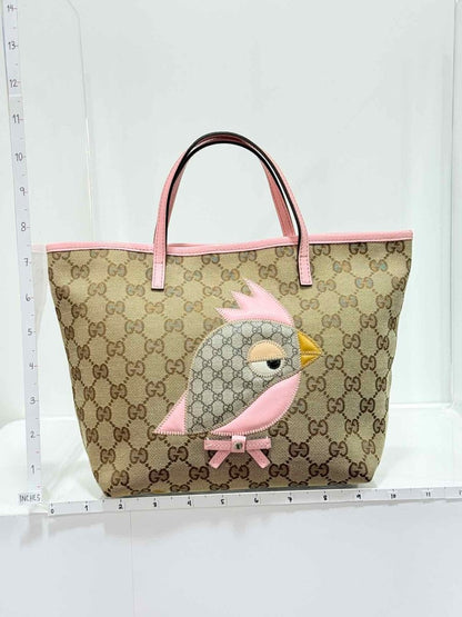 Pre - loved GUCCI Zoo Beige w/ Pink GG Tote Bag at Reems Closet