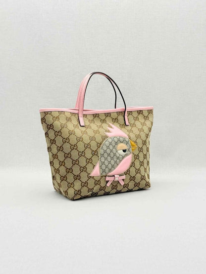 Pre - loved GUCCI Zoo Beige w/ Pink GG Tote Bag at Reems Closet