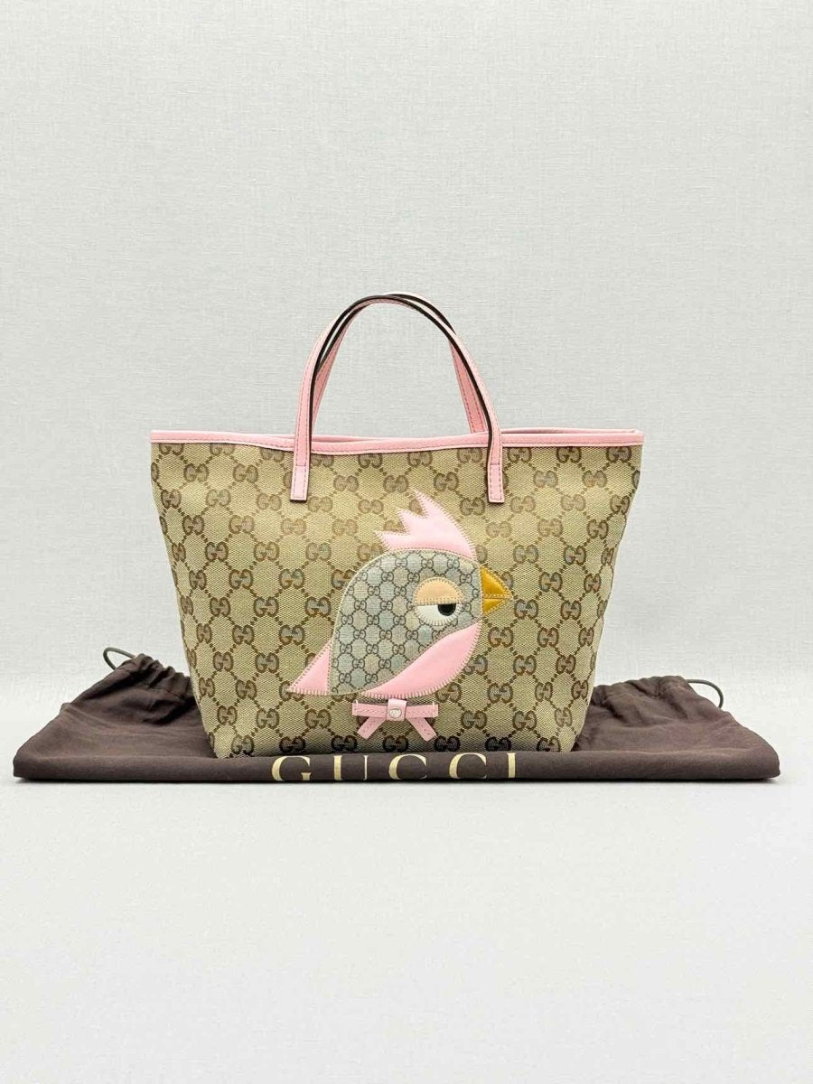 Pre - loved GUCCI Zoo Beige w/ Pink GG Tote Bag at Reems Closet