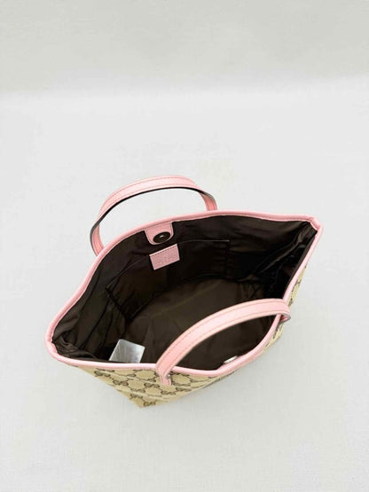 Pre - loved GUCCI Zoo Beige w/ Pink GG Tote Bag at Reems Closet