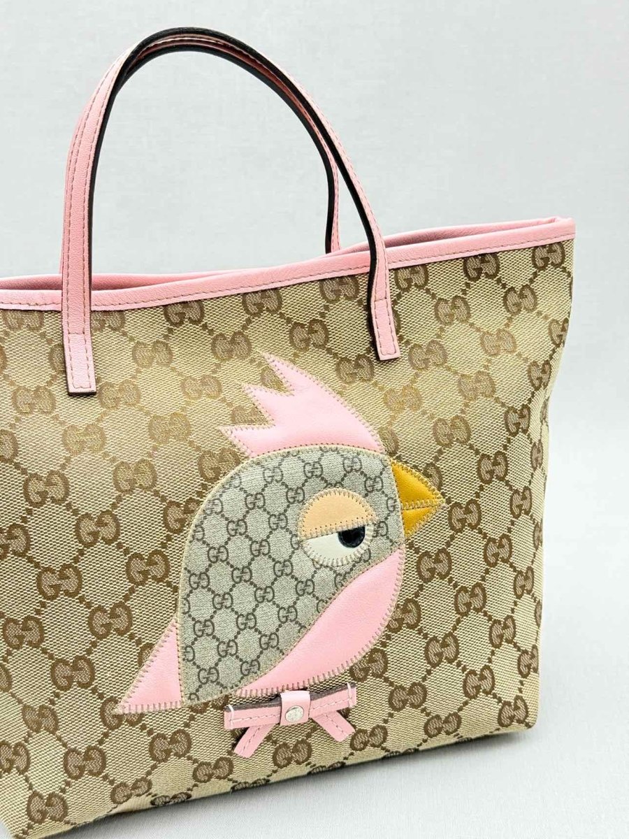 Pre - loved GUCCI Zoo Beige w/ Pink GG Tote Bag at Reems Closet