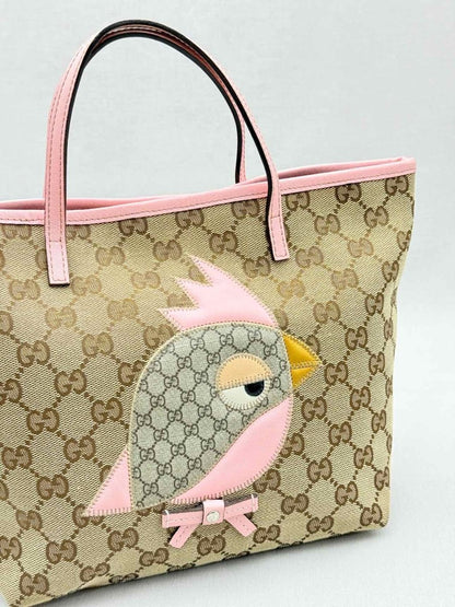 Pre - loved GUCCI Zoo Beige w/ Pink GG Tote Bag at Reems Closet