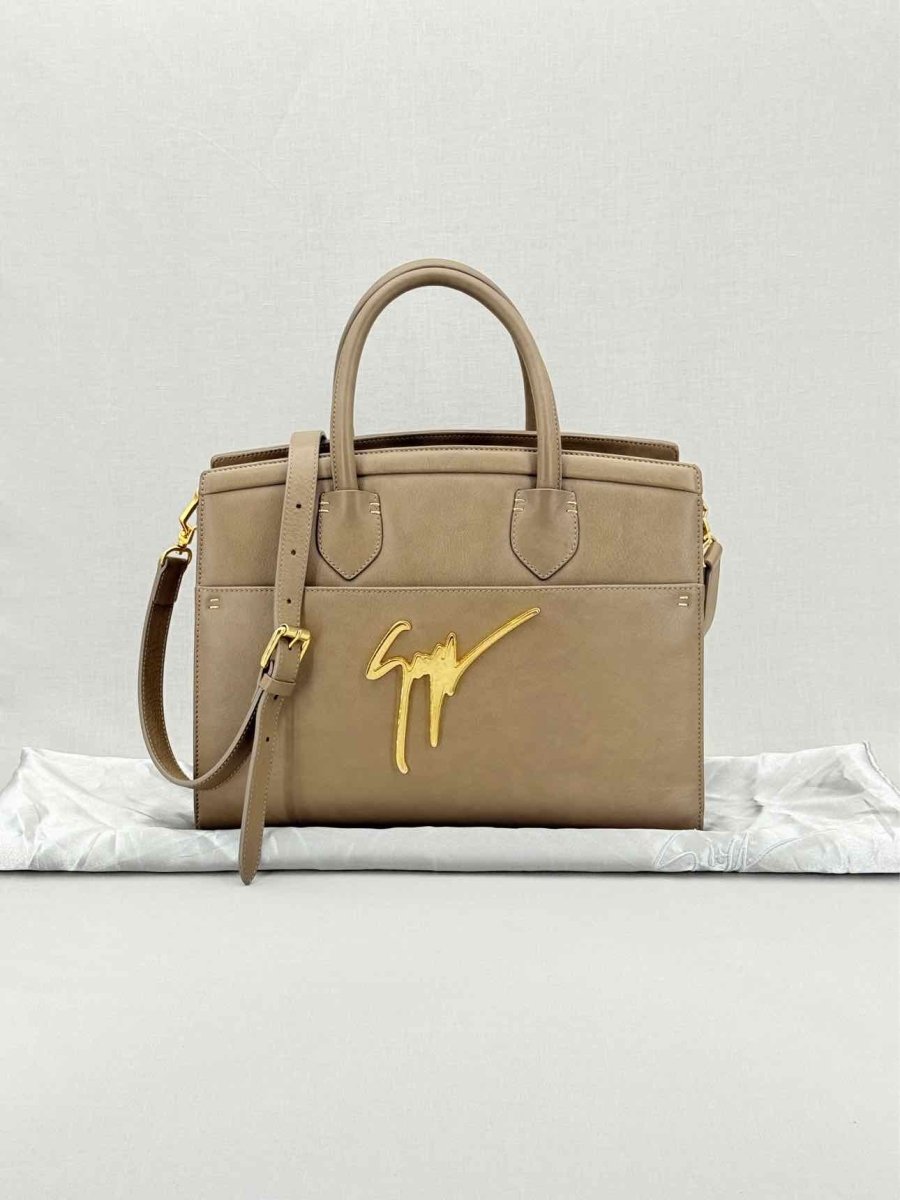 Pre - loved GUISEPPE ZANOTTI Angelina Taupe Top Handle at Reems Closet