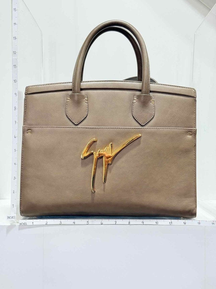 Pre - loved GUISEPPE ZANOTTI Angelina Taupe Top Handle at Reems Closet
