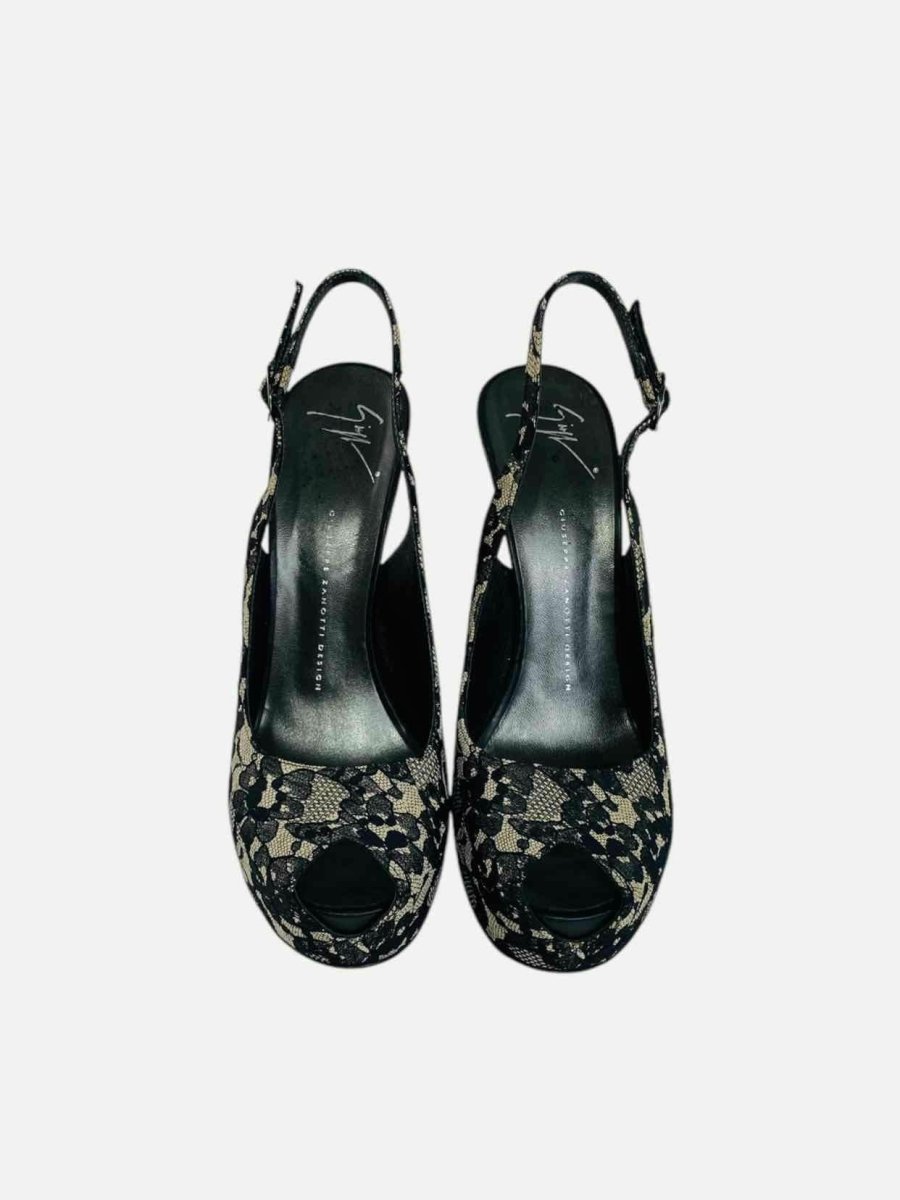 Pre - loved GUISEPPE ZANOTTI Black & Beige Size EU 41 Slingbacks at Reems Closet