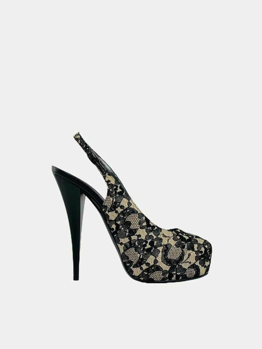 Pre-loved GUISEPPE ZANOTTI Black & Beige Size EU 41 Slingbacks at Reems Closet