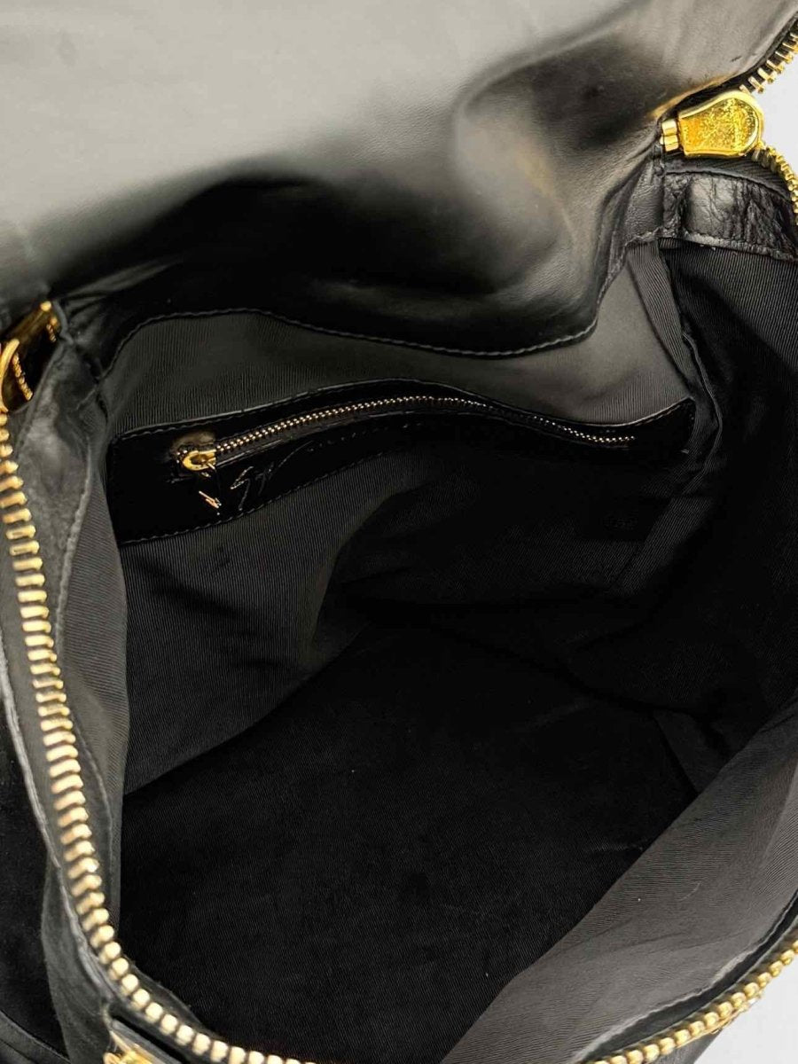 Pre - loved GUISEPPE ZANOTTI Black & Gold Flower Backpack at Reems Closet