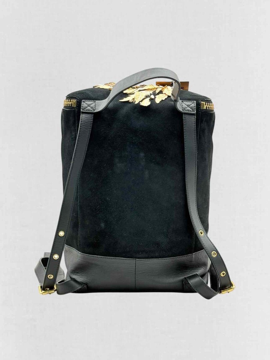 Pre - loved GUISEPPE ZANOTTI Black & Gold Flower Backpack at Reems Closet
