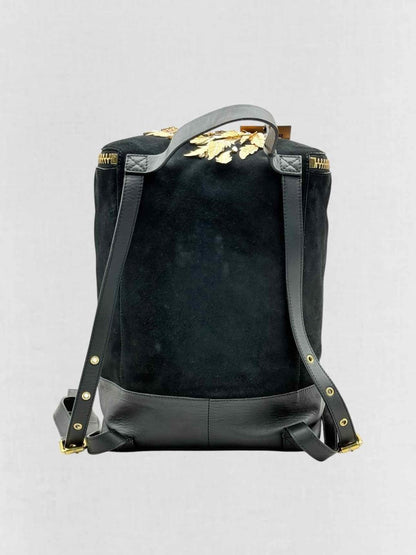 Pre - loved GUISEPPE ZANOTTI Black & Gold Flower Backpack at Reems Closet