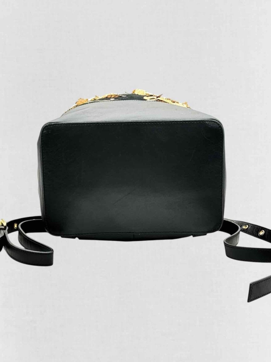 Pre - loved GUISEPPE ZANOTTI Black & Gold Flower Backpack at Reems Closet