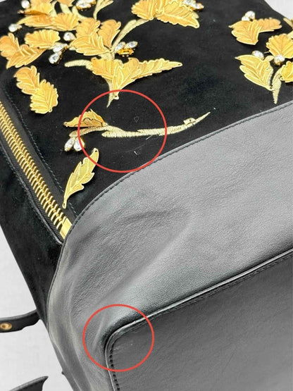 Pre - loved GUISEPPE ZANOTTI Black & Gold Flower Backpack at Reems Closet