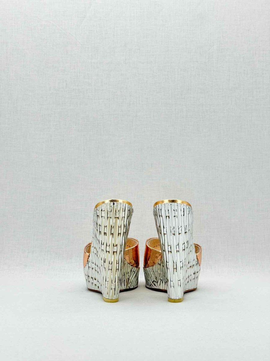 Pre - loved GUISEPPE ZANOTTI Metallic Snakeskin Size EU 38.5 Wedges at Reems Closet