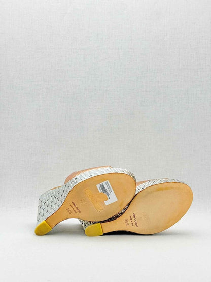 Pre - loved GUISEPPE ZANOTTI Metallic Snakeskin Size EU 38.5 Wedges at Reems Closet