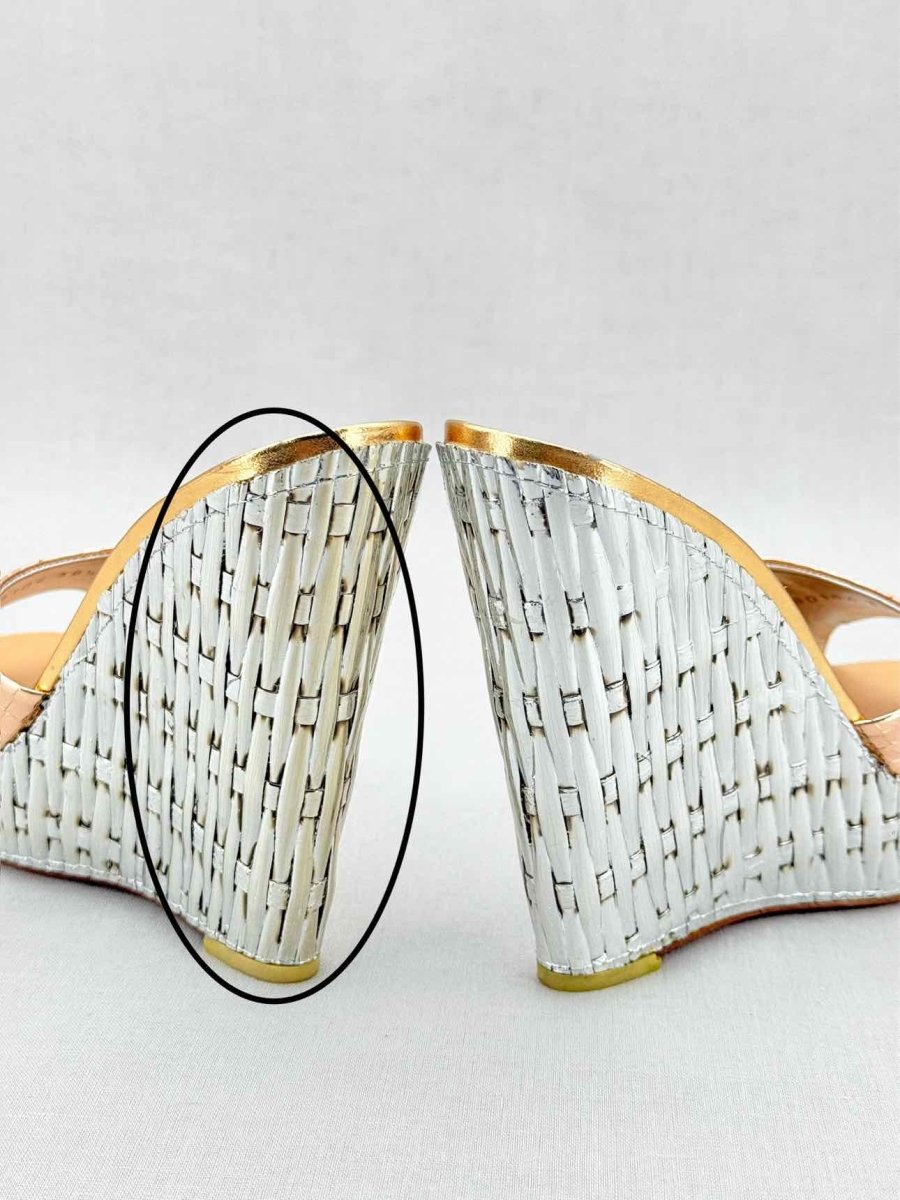 Pre - loved GUISEPPE ZANOTTI Metallic Snakeskin Size EU 38.5 Wedges at Reems Closet