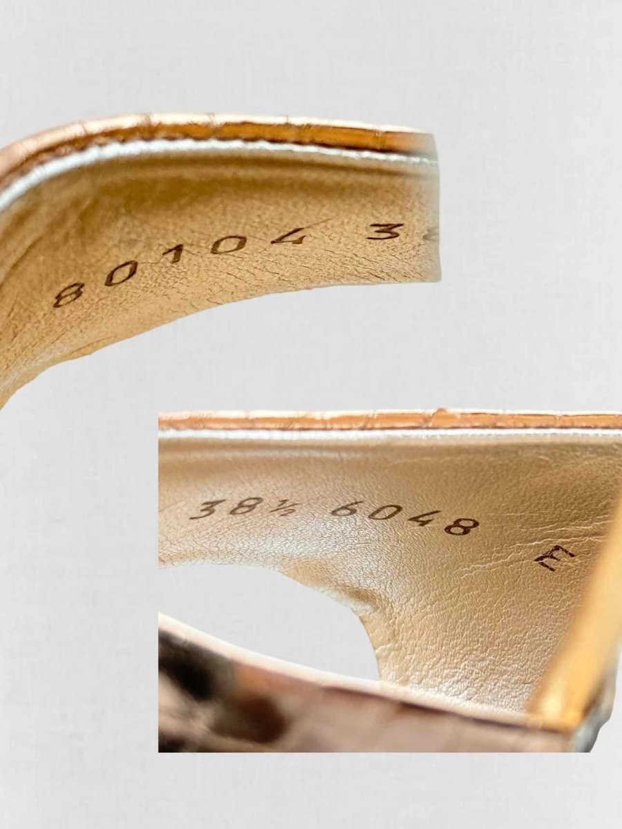 Pre - loved GUISEPPE ZANOTTI Metallic Snakeskin Size EU 38.5 Wedges at Reems Closet