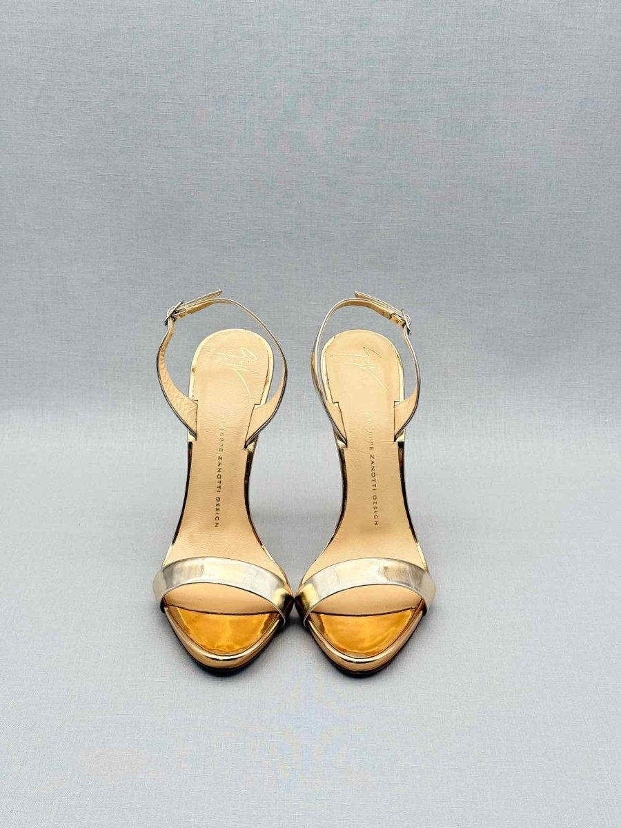 Pre - loved GUISEPPE ZANOTTI Rose Gold Size EU 38.5 Heeled Sandals at Reems Closet
