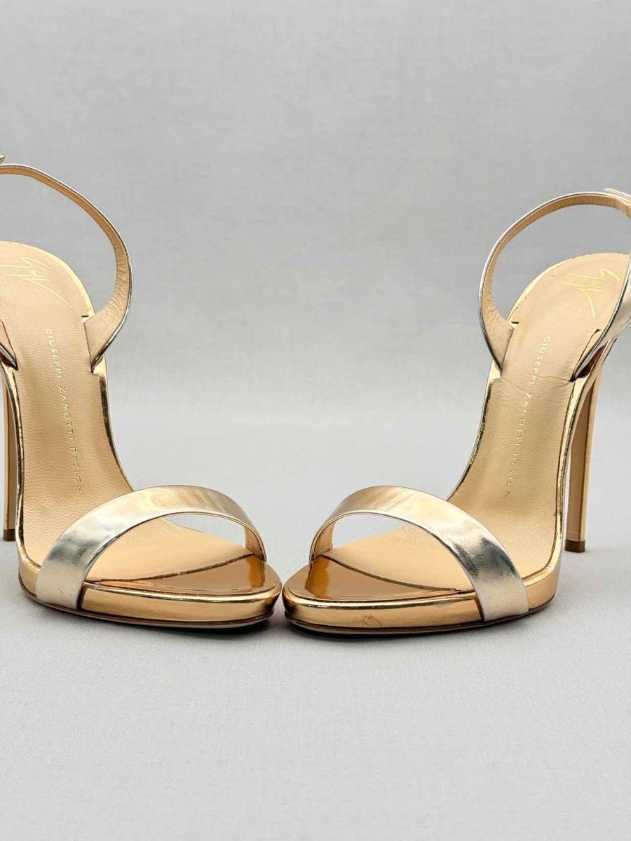 Pre - loved GUISEPPE ZANOTTI Rose Gold Size EU 38.5 Heeled Sandals at Reems Closet