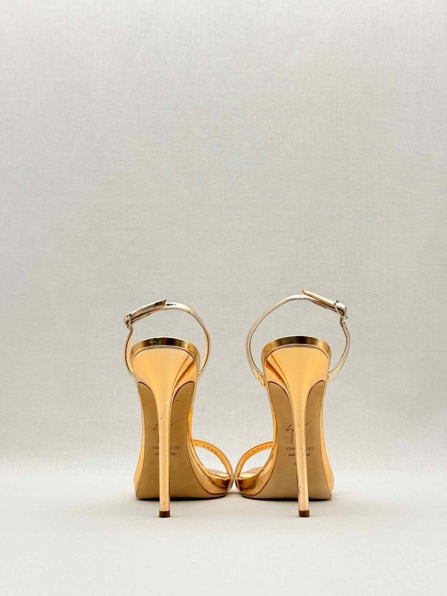 Pre - loved GUISEPPE ZANOTTI Rose Gold Size EU 38.5 Heeled Sandals at Reems Closet