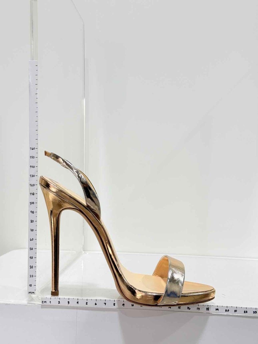 Pre - loved GUISEPPE ZANOTTI Rose Gold Size EU 38.5 Heeled Sandals at Reems Closet