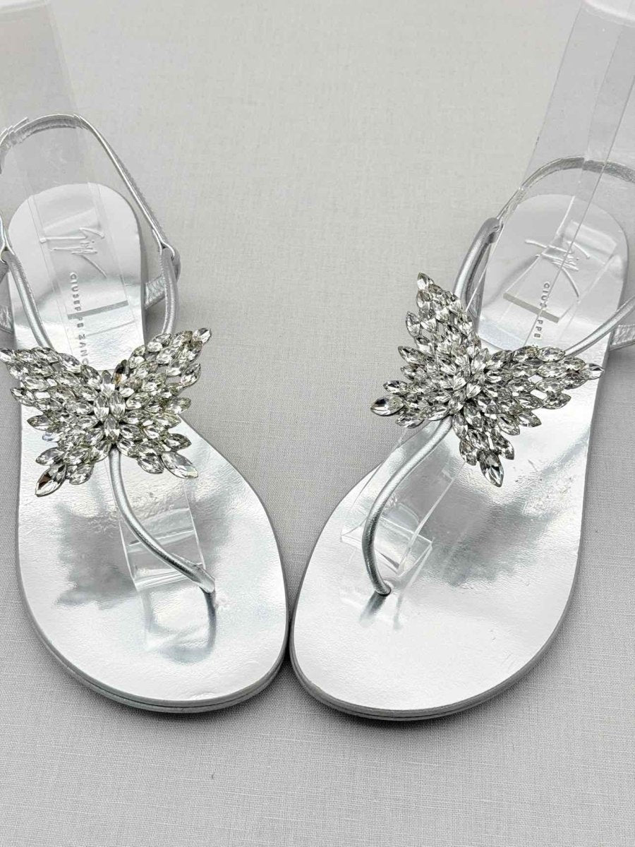 Pre - loved GUISEPPE ZANOTTI Silver Size EU 38.5 Sandals at Reems Closet